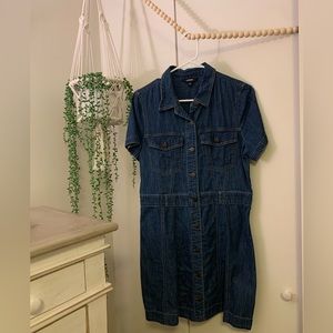Express Denim/Jean Short Sleeve Dress in Blue